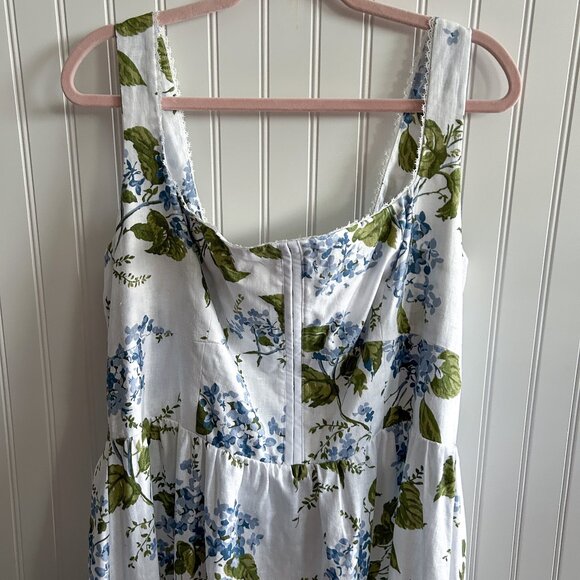 Reformation Tagliatelle Blue Floral Linen Dress Size 16 - Picture 3 of 6